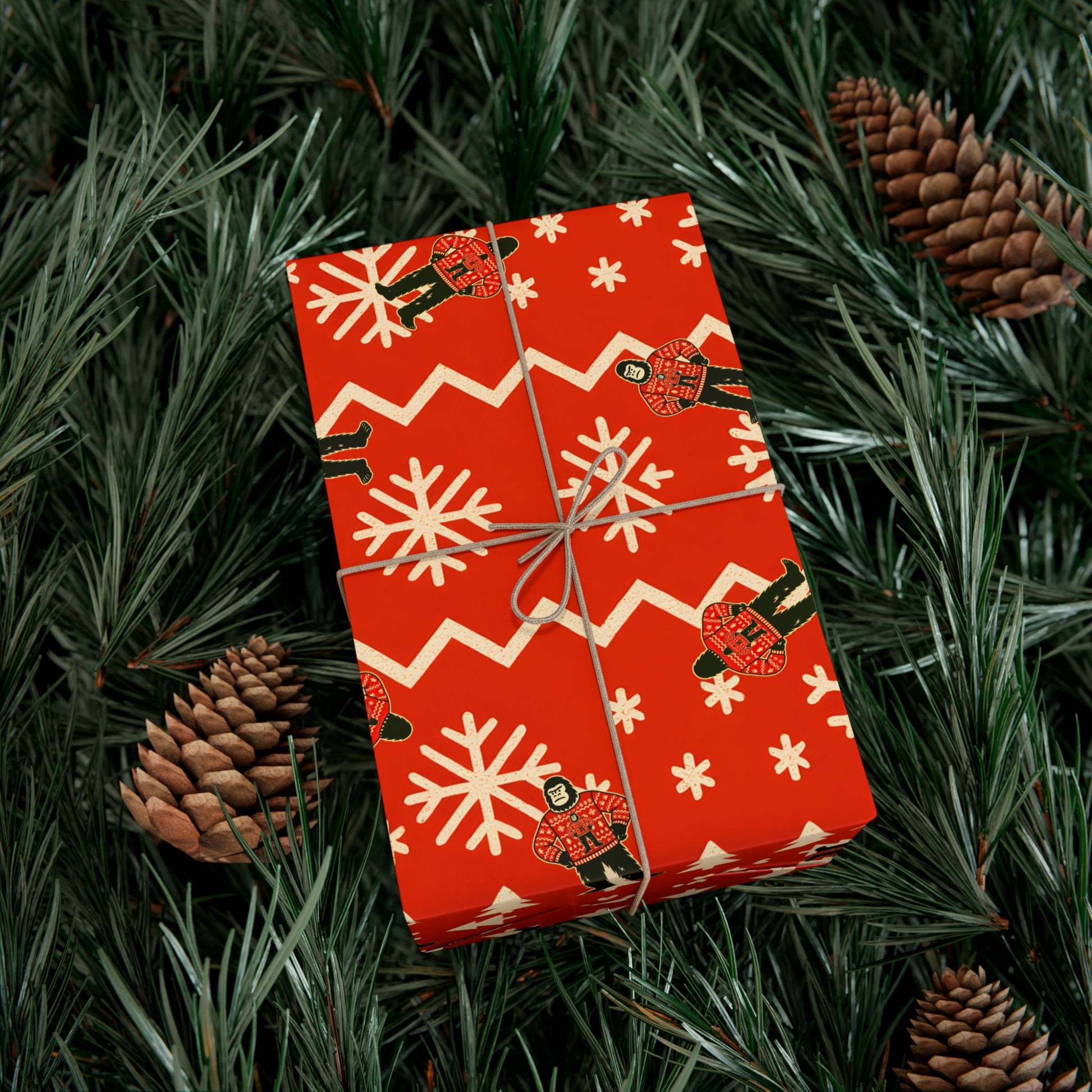 Bigfoots Ugly Christmas Sweater Festive Gift Wrap Paper