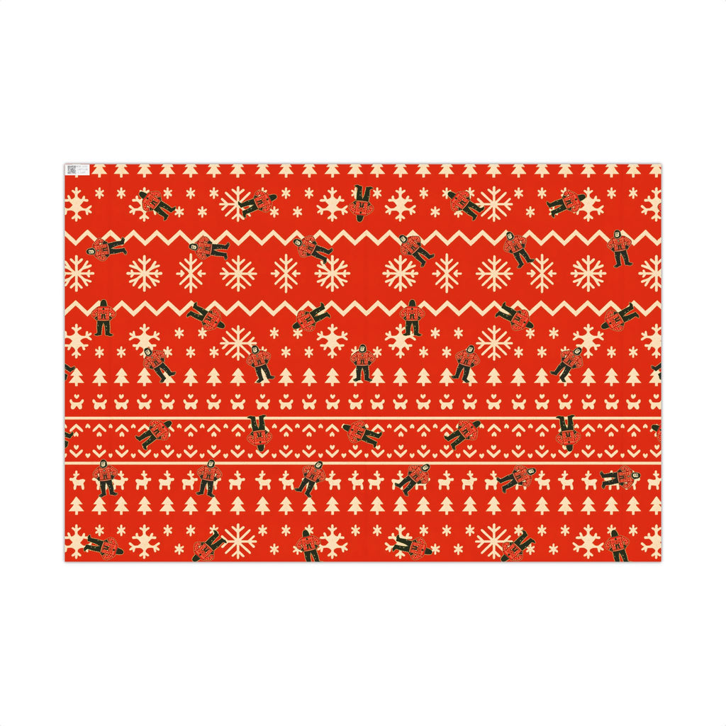 Bigfoots Ugly Christmas Sweater Festive Gift Wrap Paper