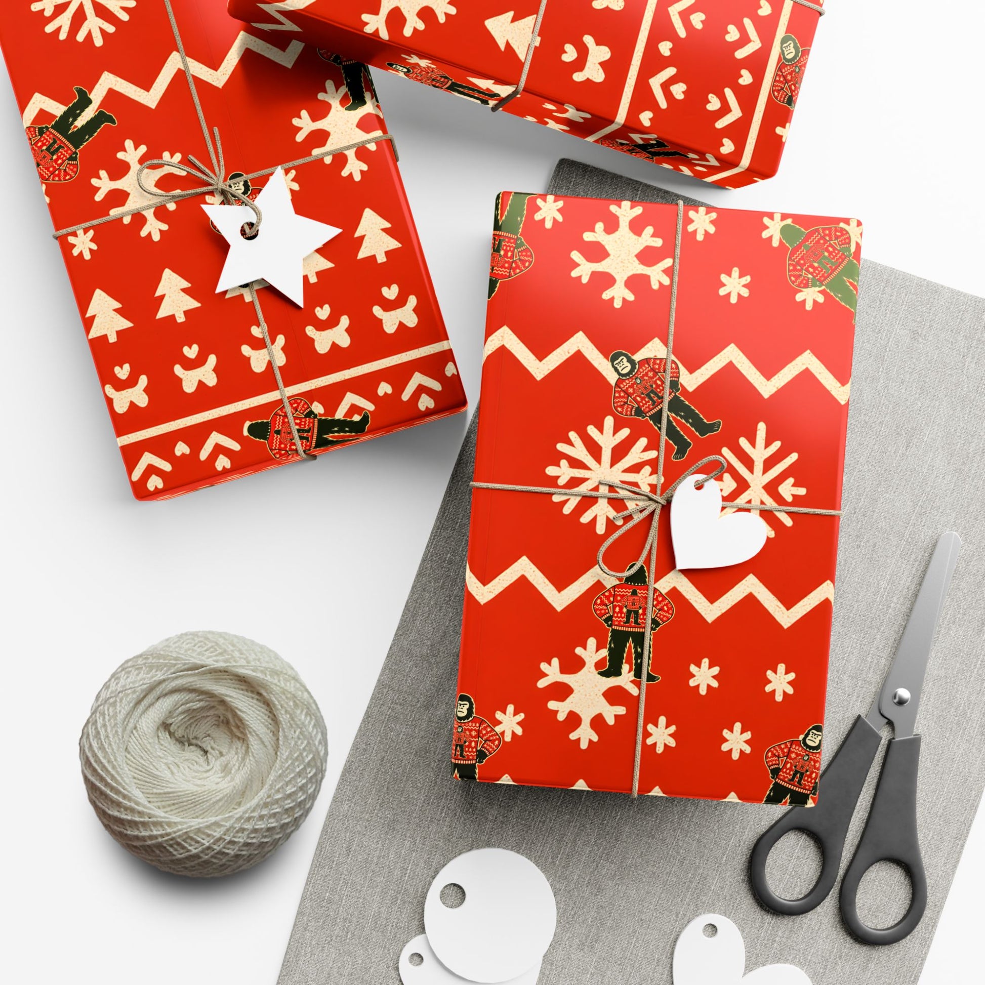 Bigfoots Ugly Christmas Sweater Festive Gift Wrap Paper