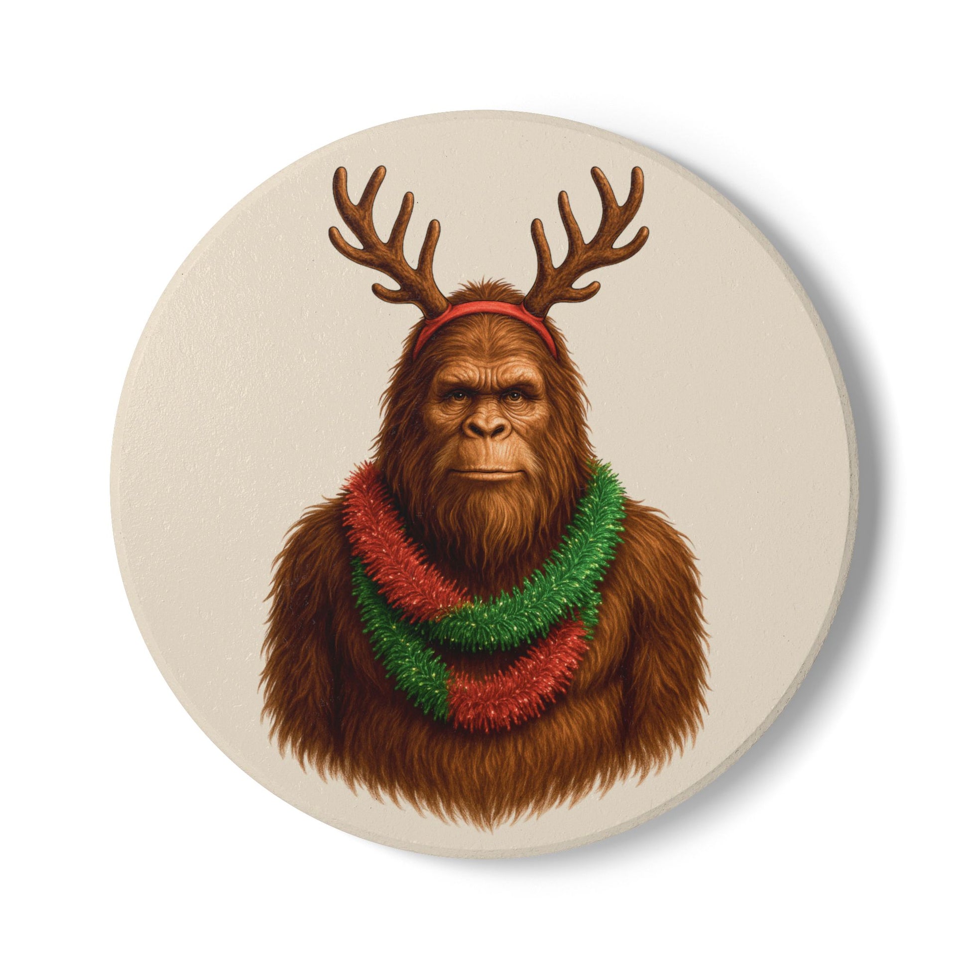 Reindeer Squatch – Holiday Ceramic Coaster Set