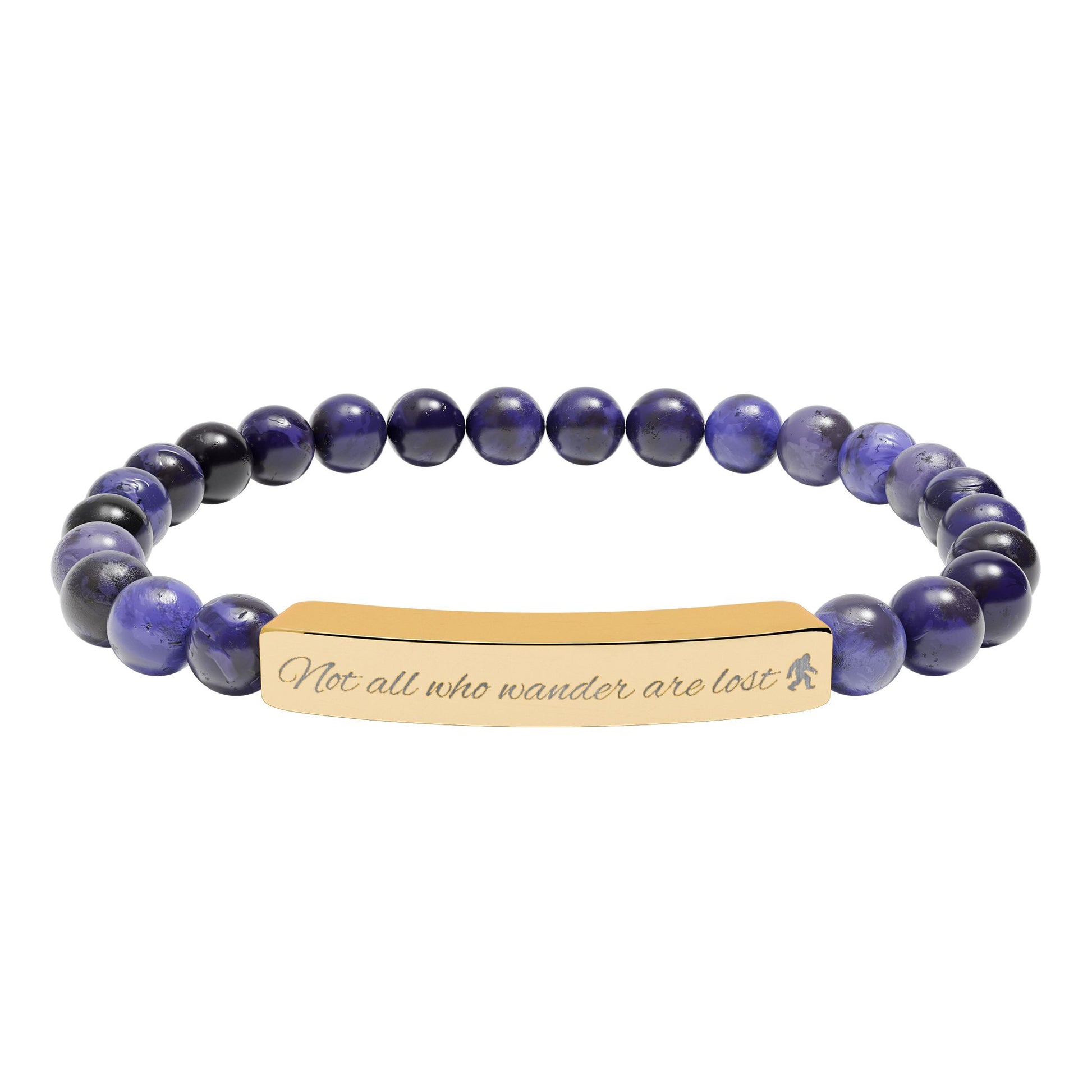 Engraved "Not All Who Wander Are Lost" Natural Stone Bracelet