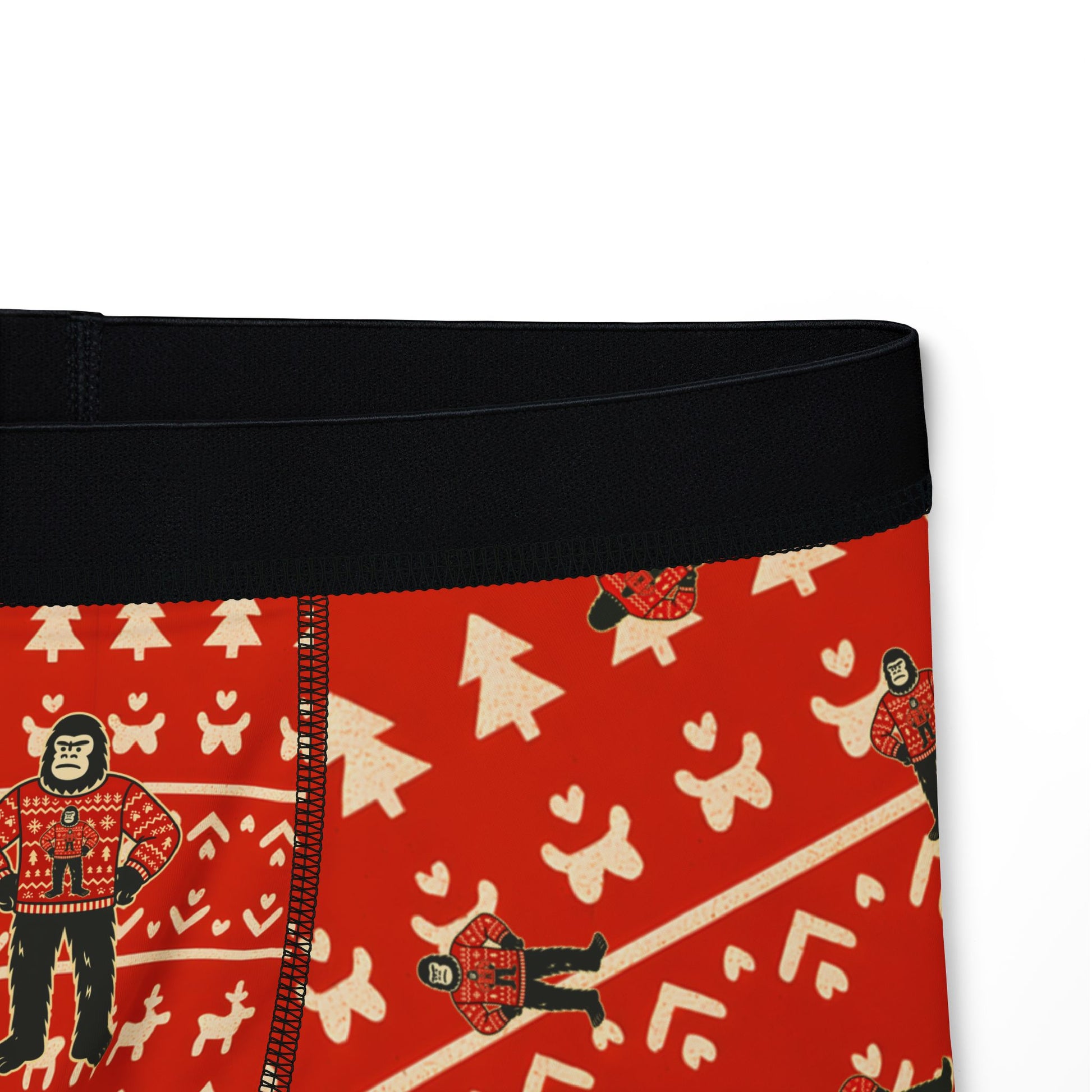 Bigfoots Ugly Christmas Sweater Festive Holiday Boxers for Men