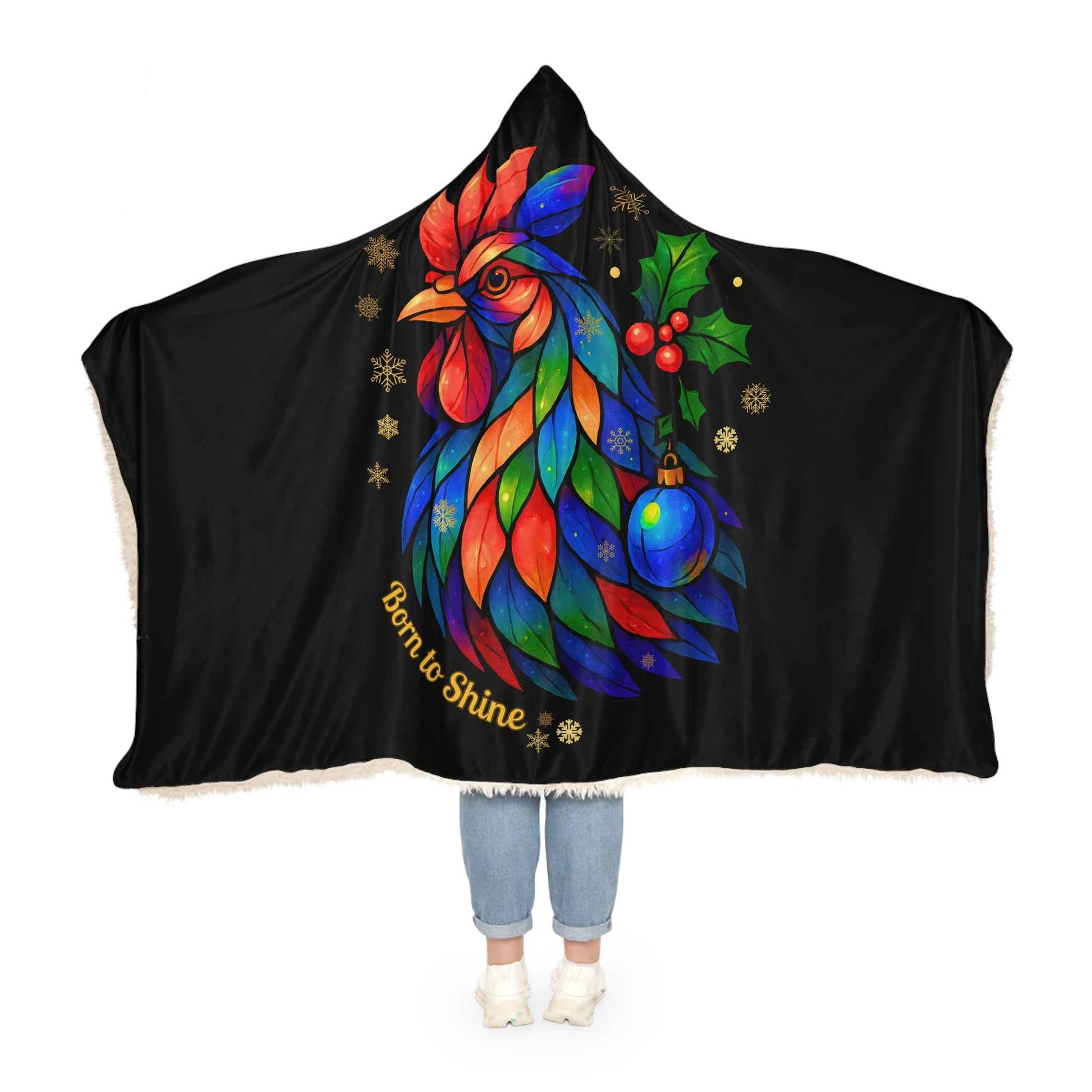 Born to Shine – Holiday Rooster Hooded Snuggle Blanket