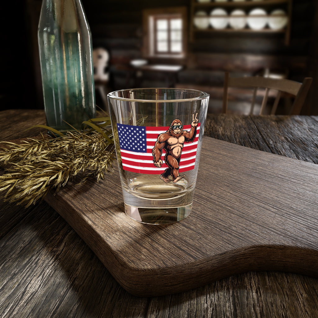 Patriotic Peace Squatch Shot Glass