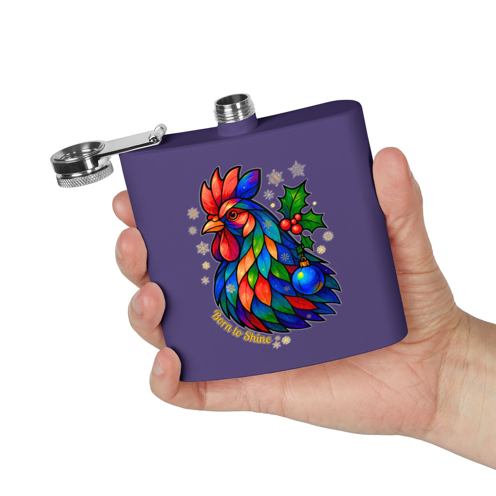 Born to Shine – Holiday Rooster Stainless Steel Flask