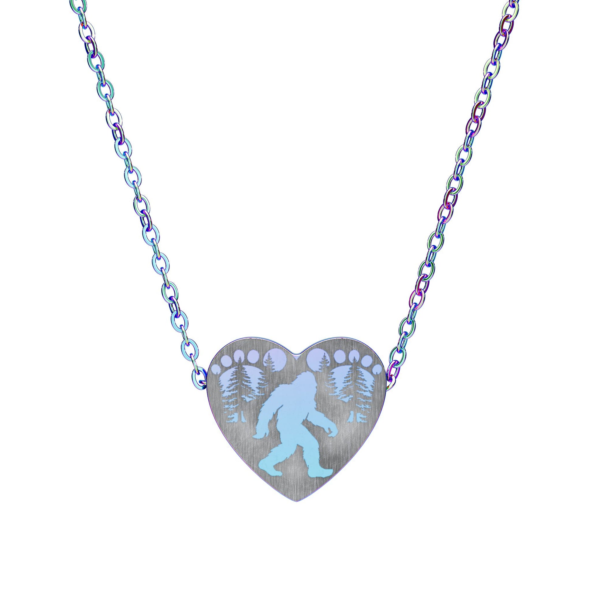 Heart of the Wild – Bigfoot Engraved Heart Necklace