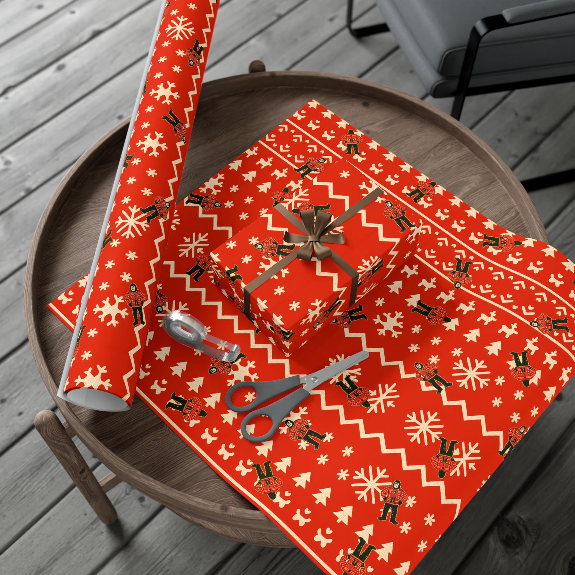 Bigfoots Ugly Christmas Sweater Festive Gift Wrap Paper