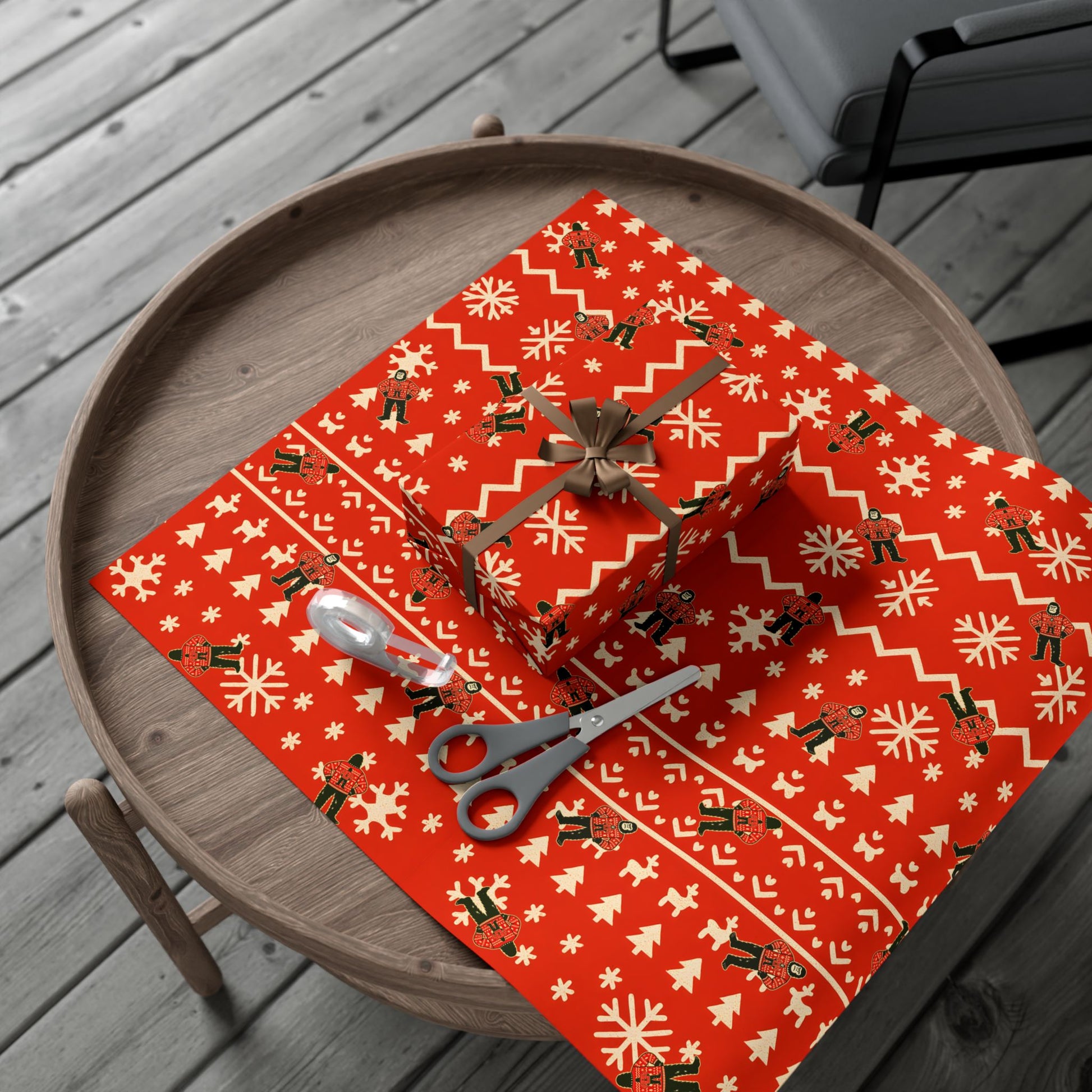Bigfoots Ugly Christmas Sweater Festive Gift Wrap Paper