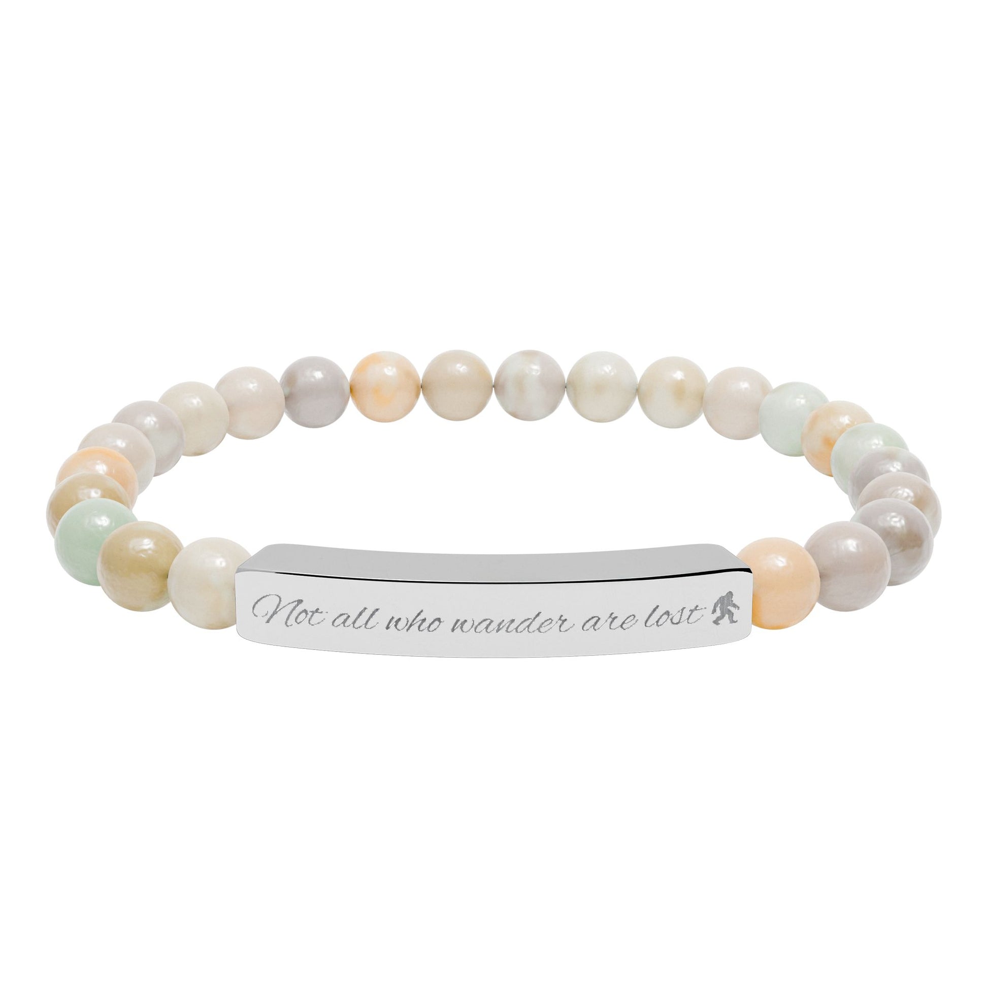 Engraved "Not All Who Wander Are Lost" Natural Stone Bracelet