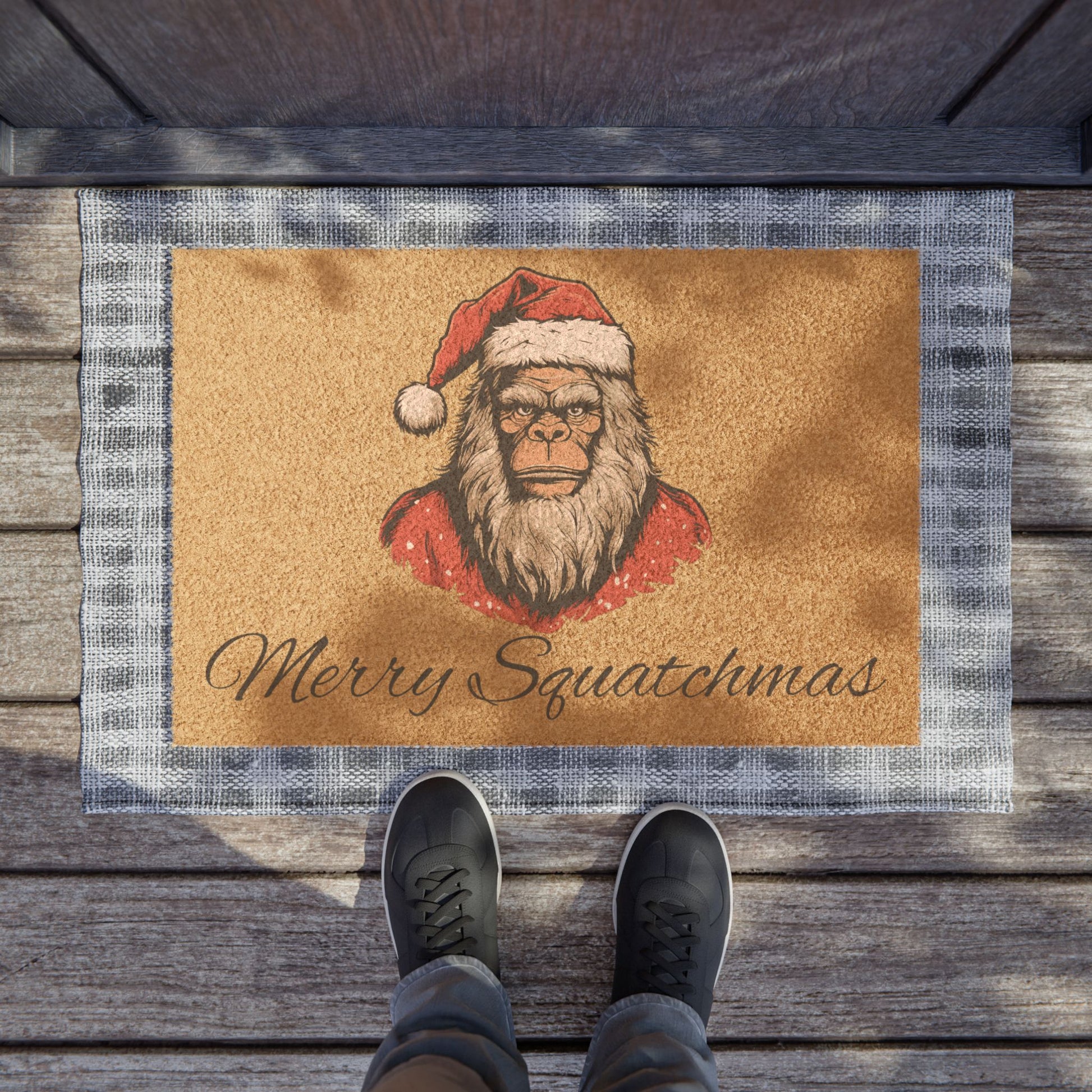 Santa Squatch – Holiday Welcome Coir Doormat