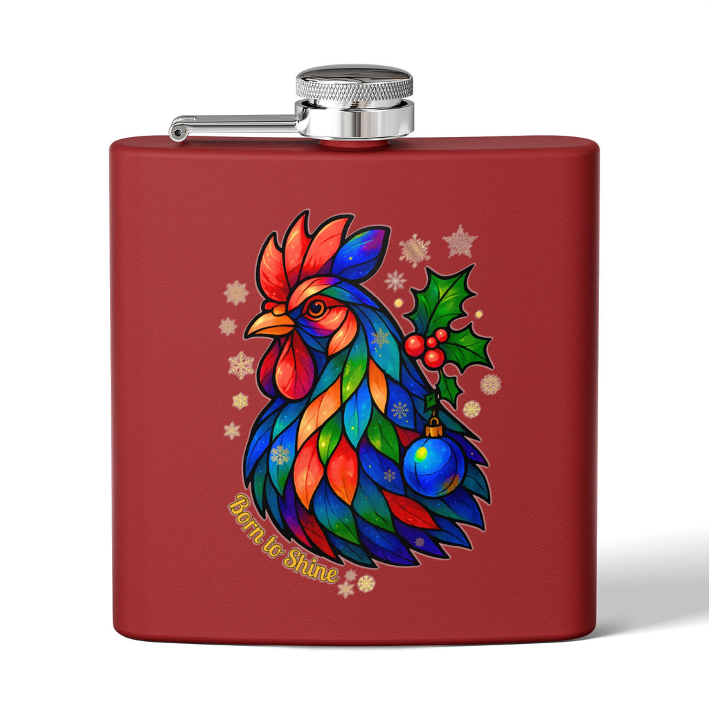 Born to Shine – Holiday Rooster Stainless Steel Flask