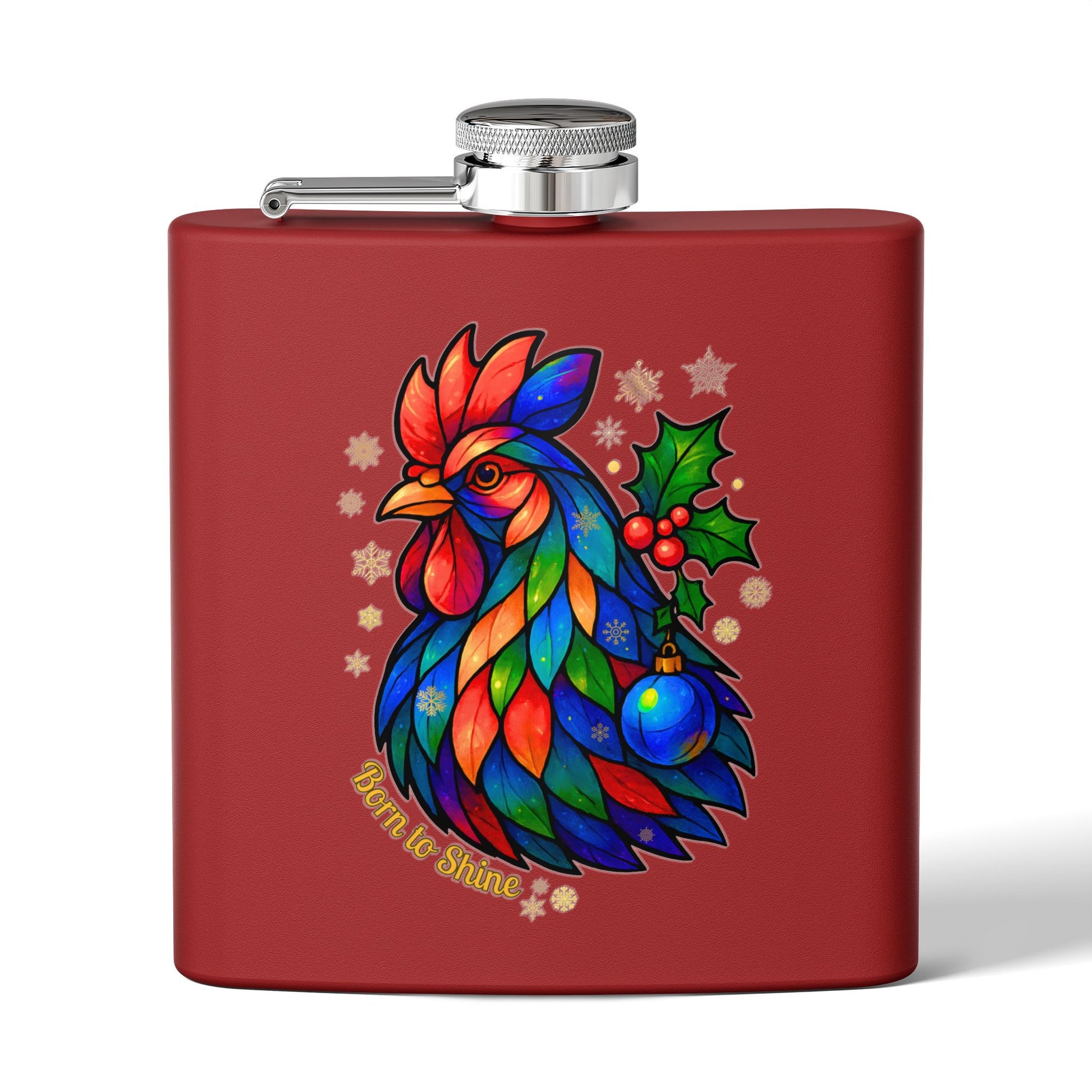 Born to Shine – Holiday Rooster Stainless Steel Flask
