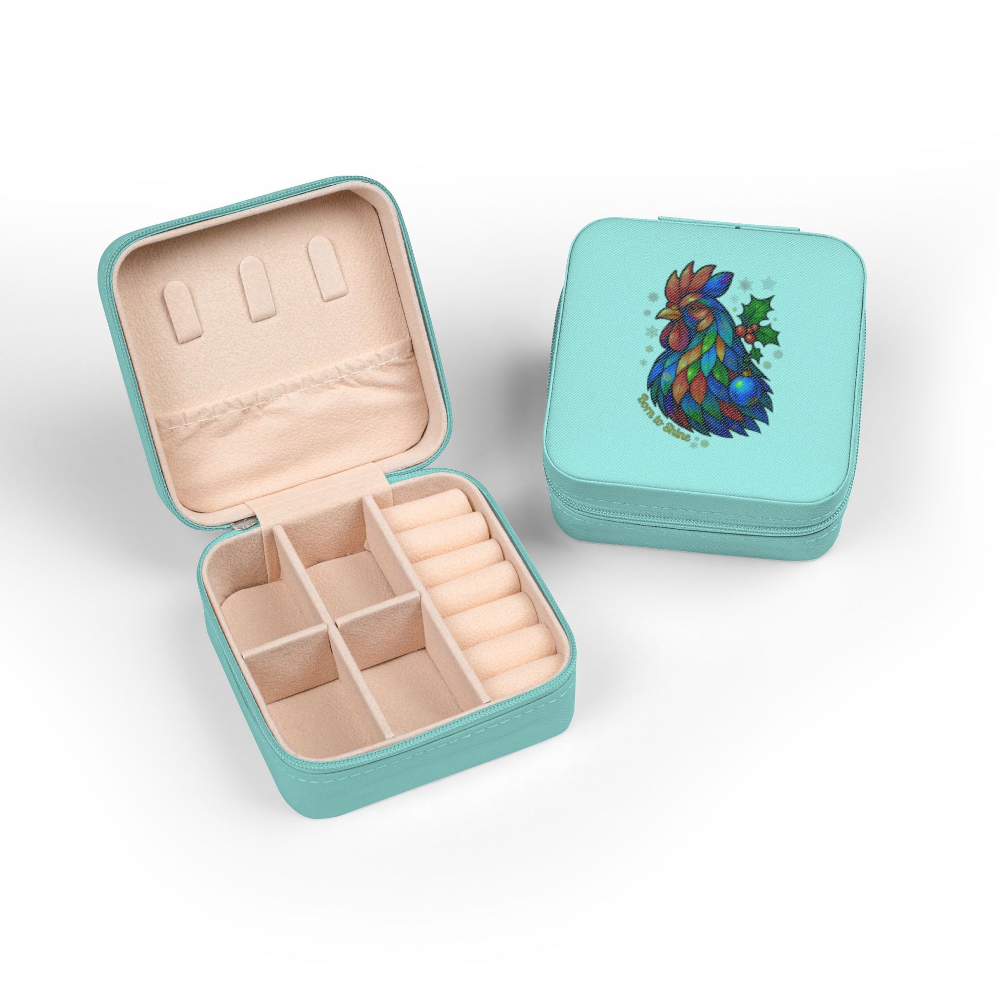 Born to Shine – Holiday Rooster Travel Jewelry Case