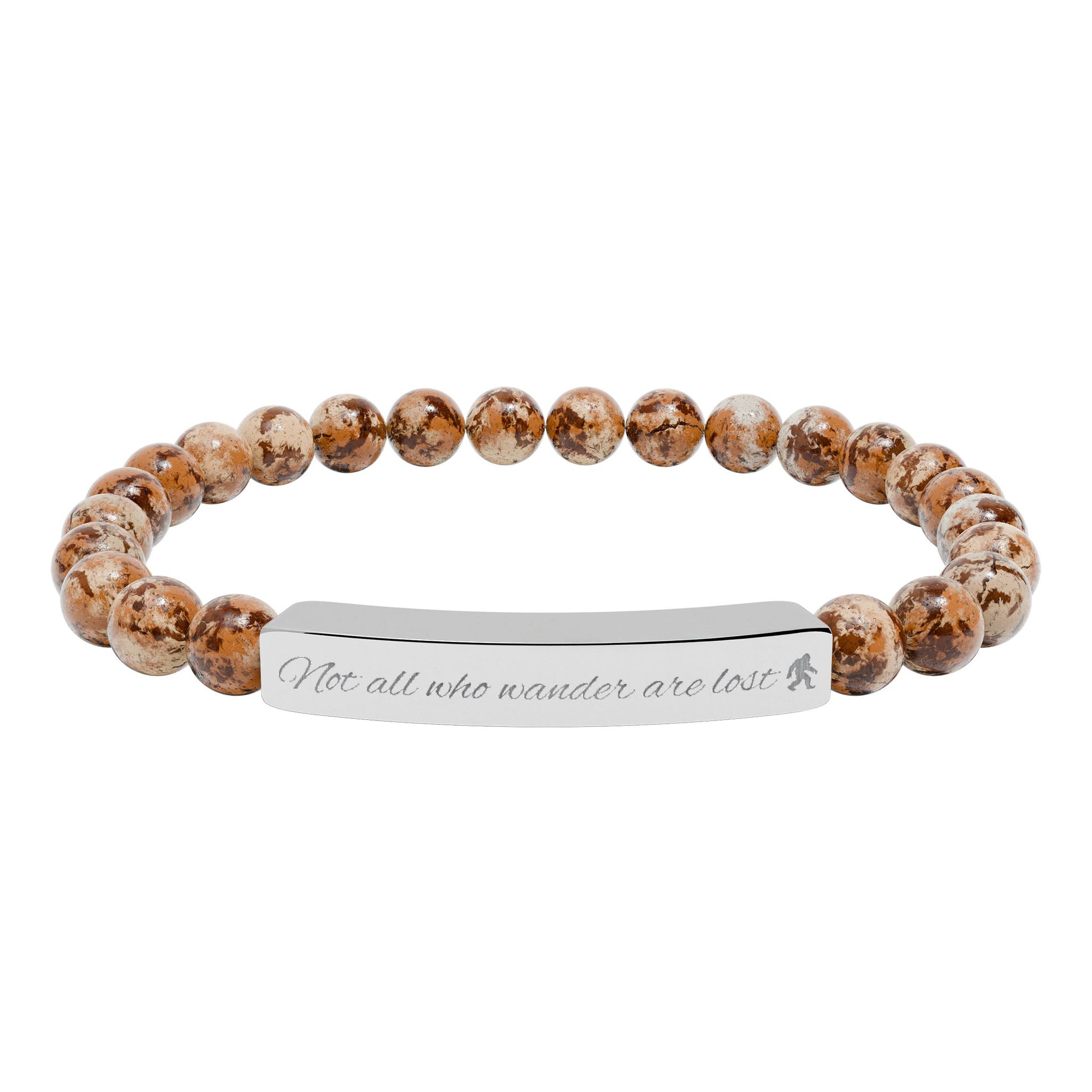 Engraved "Not All Who Wander Are Lost" Natural Stone Bracelet