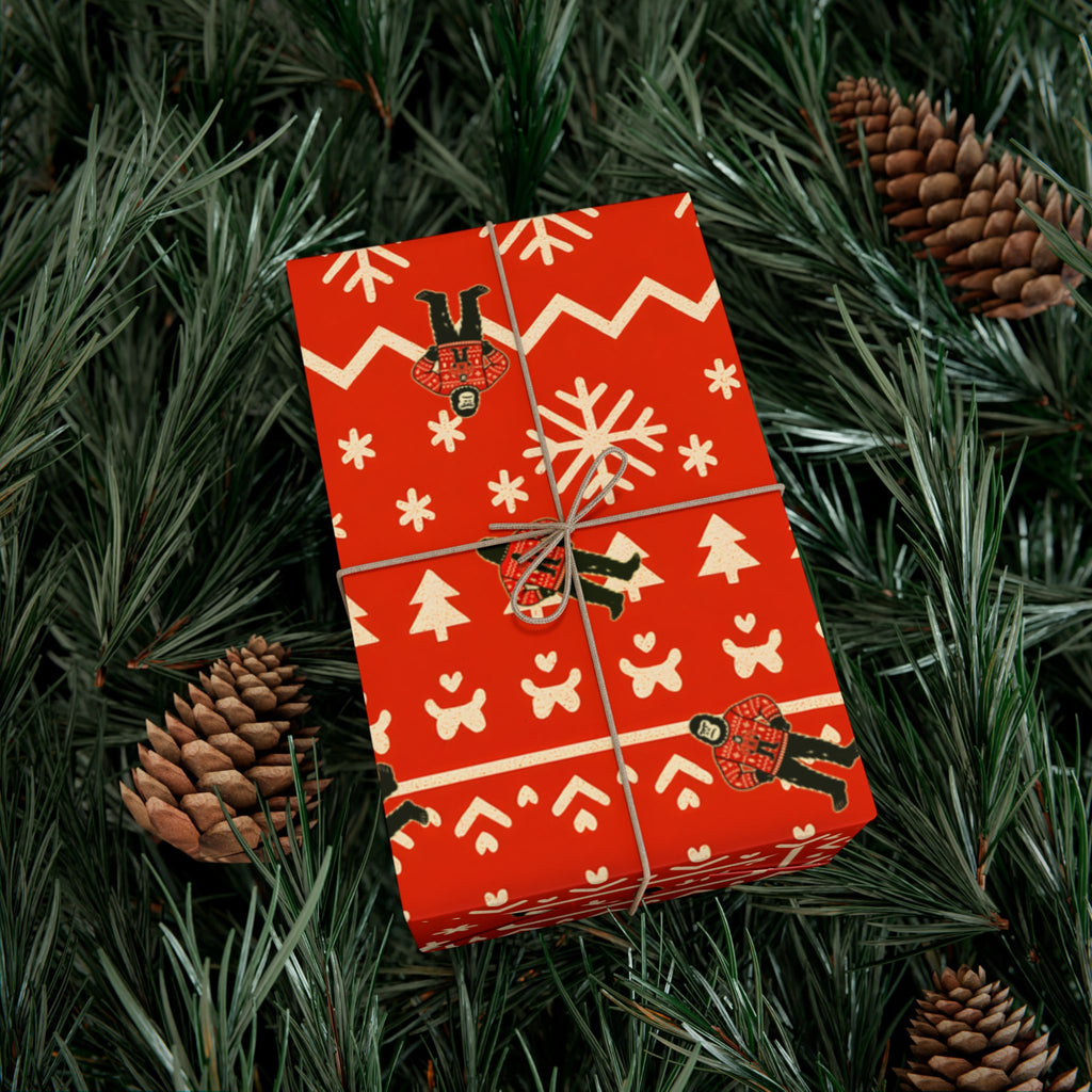 Bigfoots Ugly Christmas Sweater Festive Gift Wrap Paper