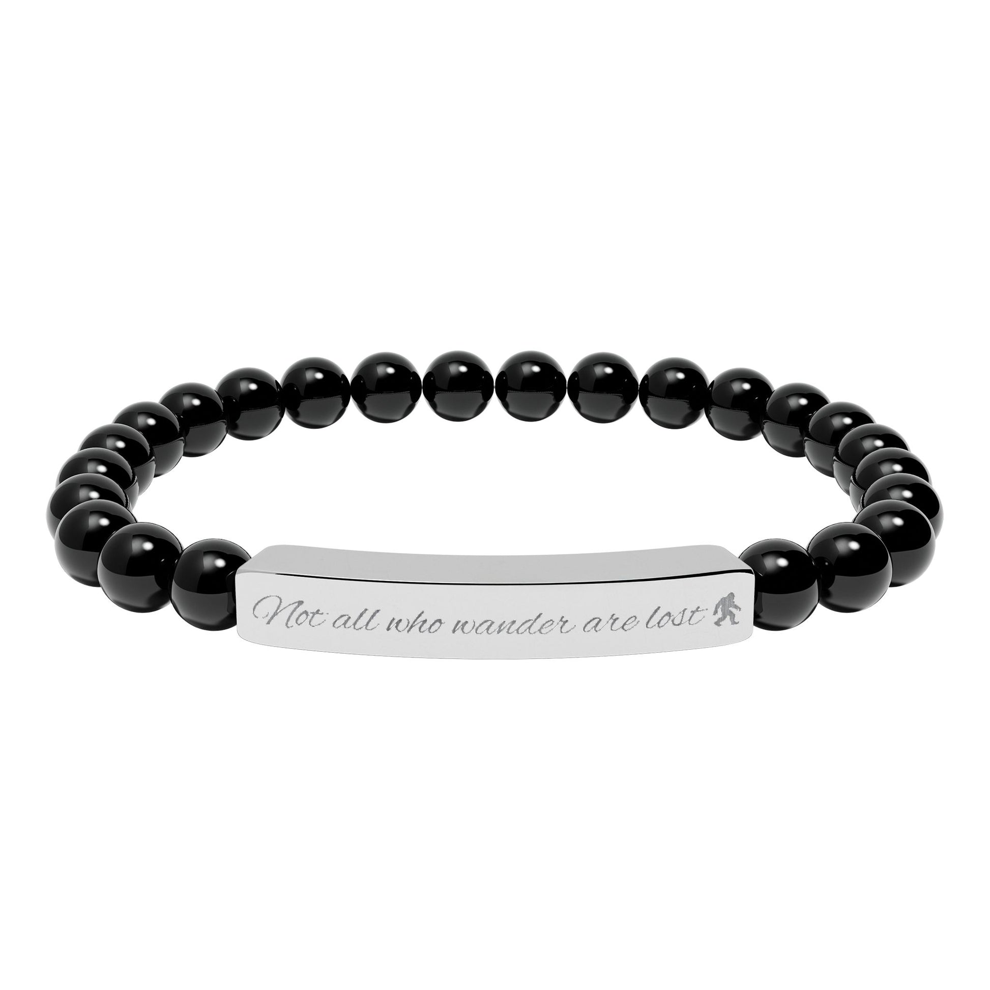 Engraved "Not All Who Wander Are Lost" Natural Stone Bracelet