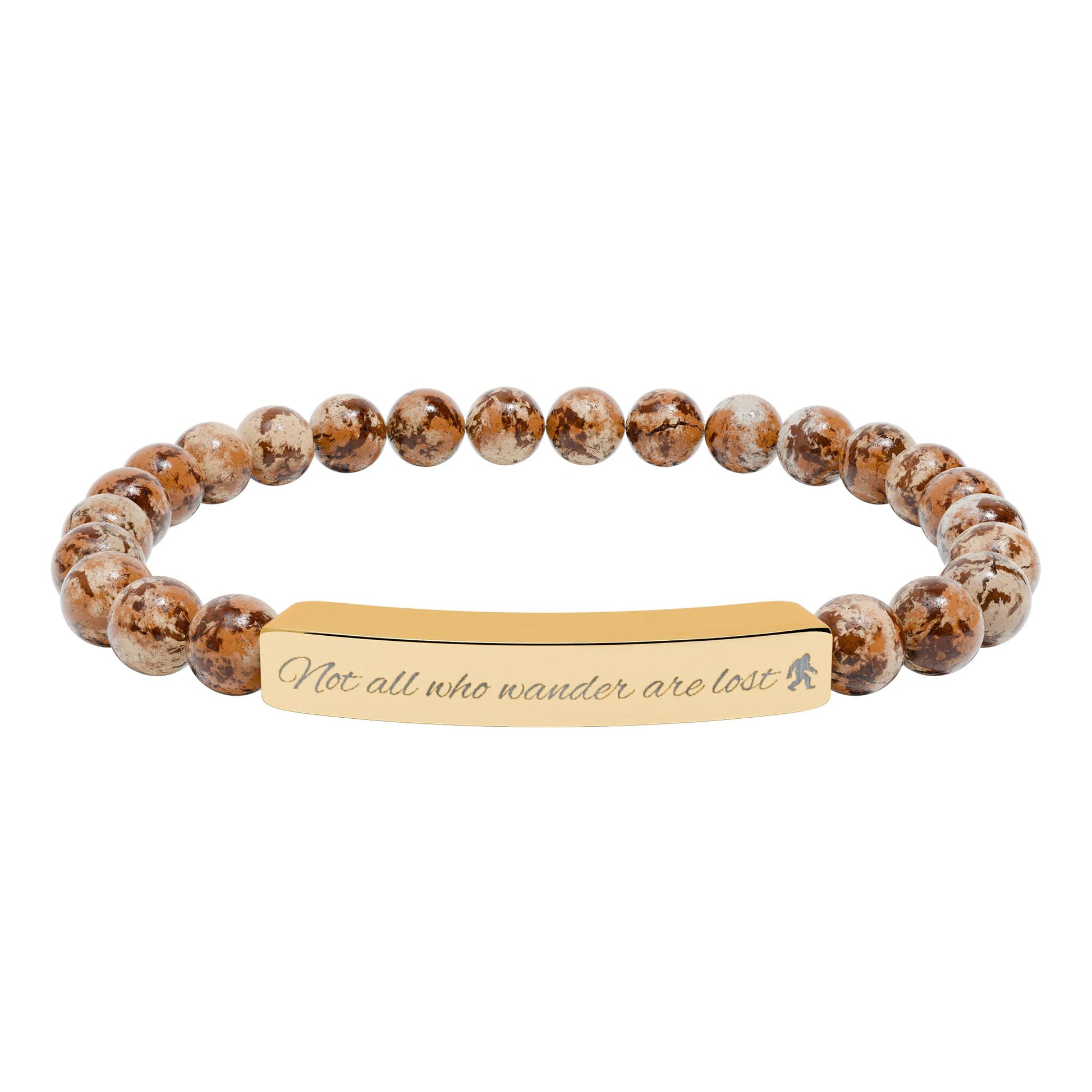 Engraved "Not All Who Wander Are Lost" Natural Stone Bracelet