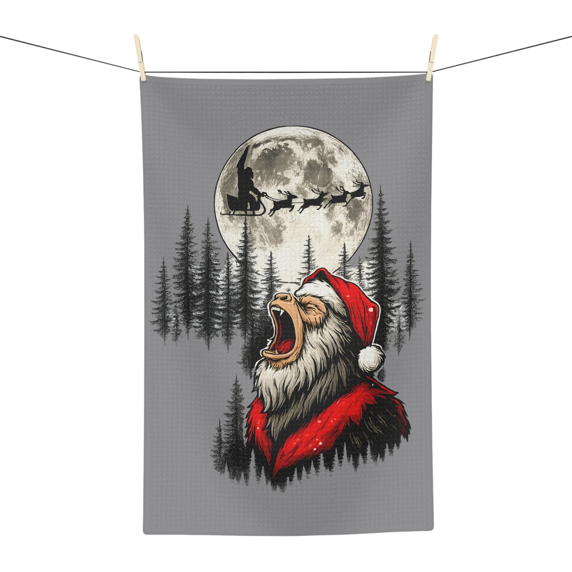 Silent Night, Squatch Night – Microfiber Tea Towel