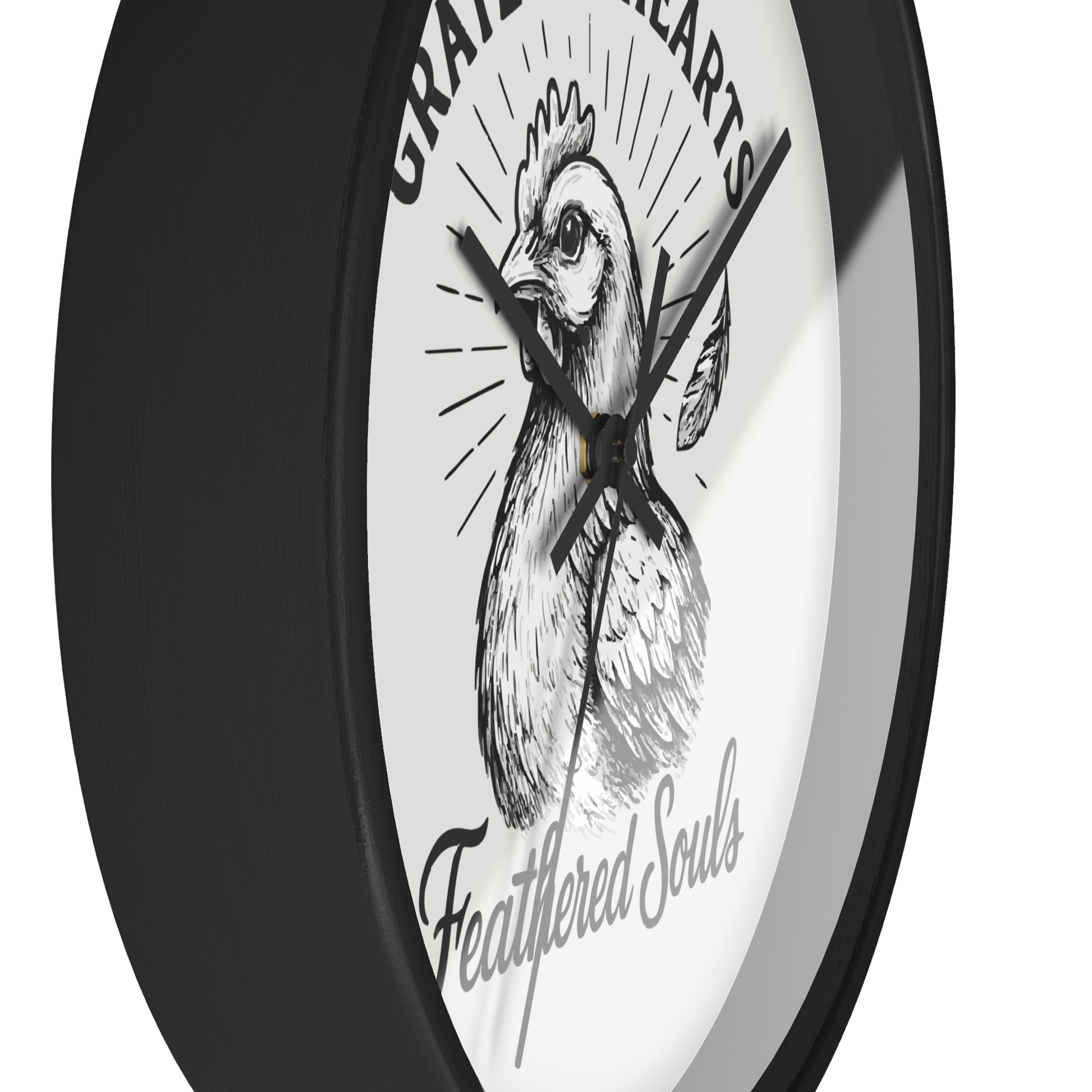 Grateful Hearts, Feathered Souls Rustic Farmhouse Wall Clock