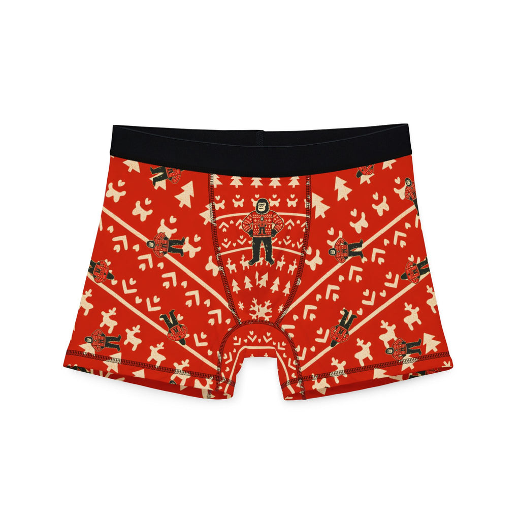 Bigfoots Ugly Christmas Sweater Festive Holiday Boxers for Men