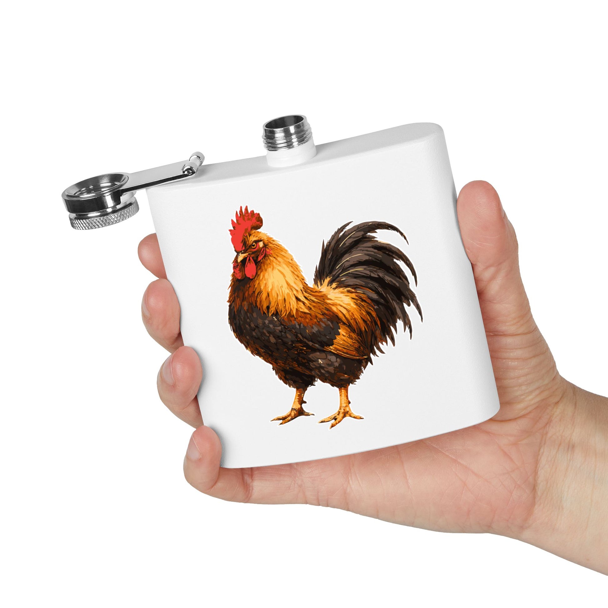 Feather & Fire – The Rooster Stands | Stainless Steel Flask