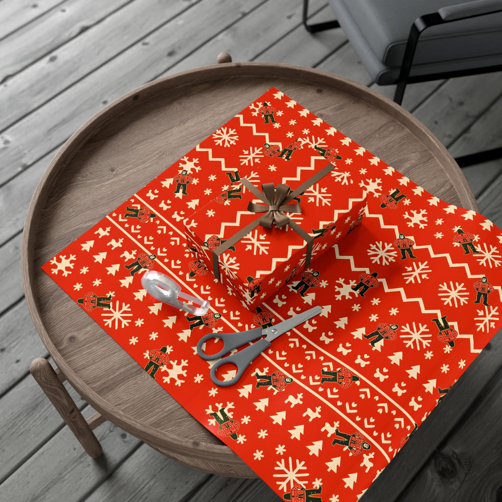 Bigfoots Ugly Christmas Sweater Festive Gift Wrap Paper