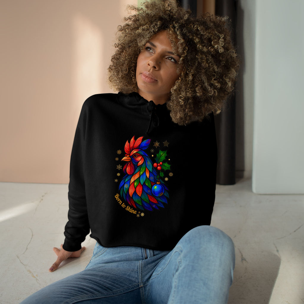 Born to Shine – Radiant Rooster Cropped Hoodie