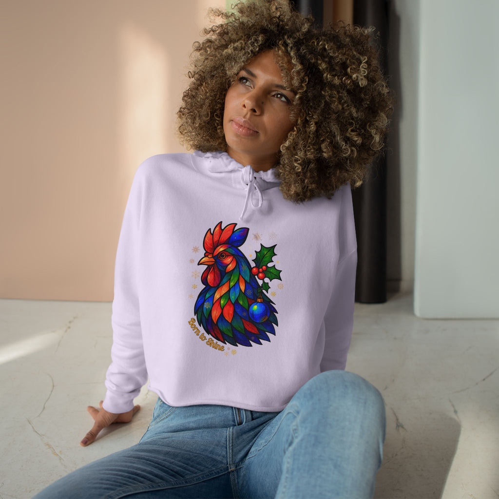 Born to Shine – Radiant Rooster Cropped Hoodie