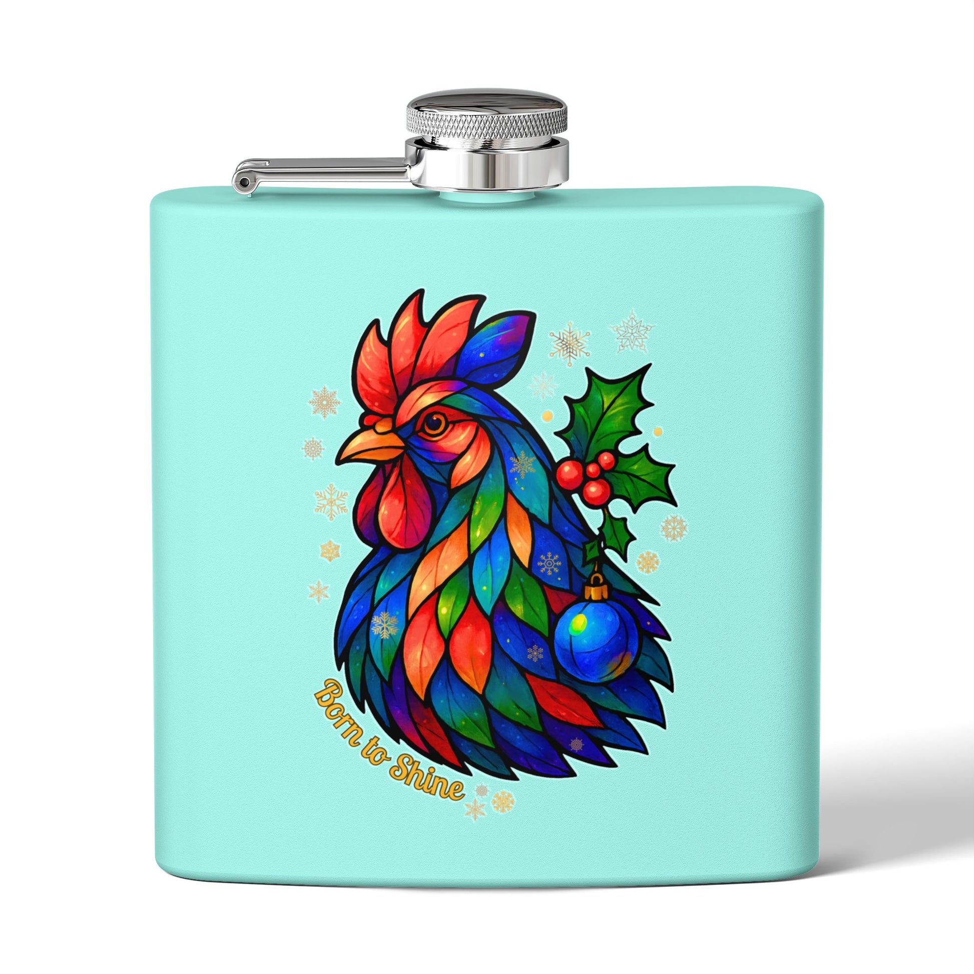 Born to Shine – Holiday Rooster Stainless Steel Flask