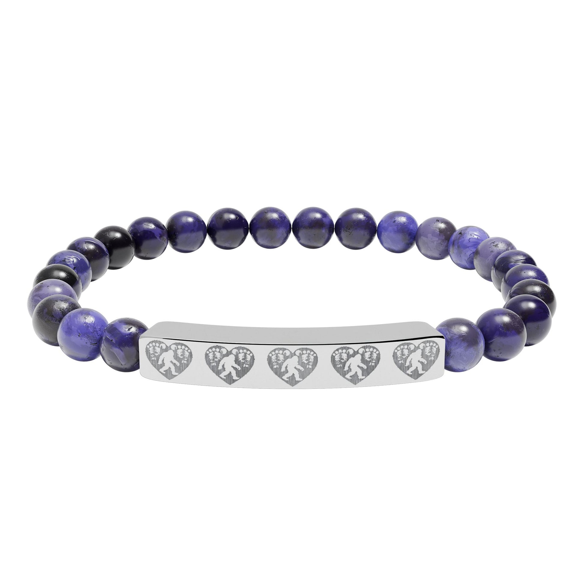 Engraved Heart of the Wild – Natural Stone Bracelet