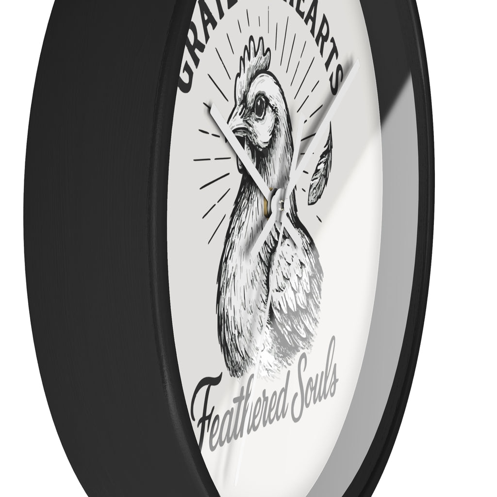 Grateful Hearts, Feathered Souls Rustic Farmhouse Wall Clock