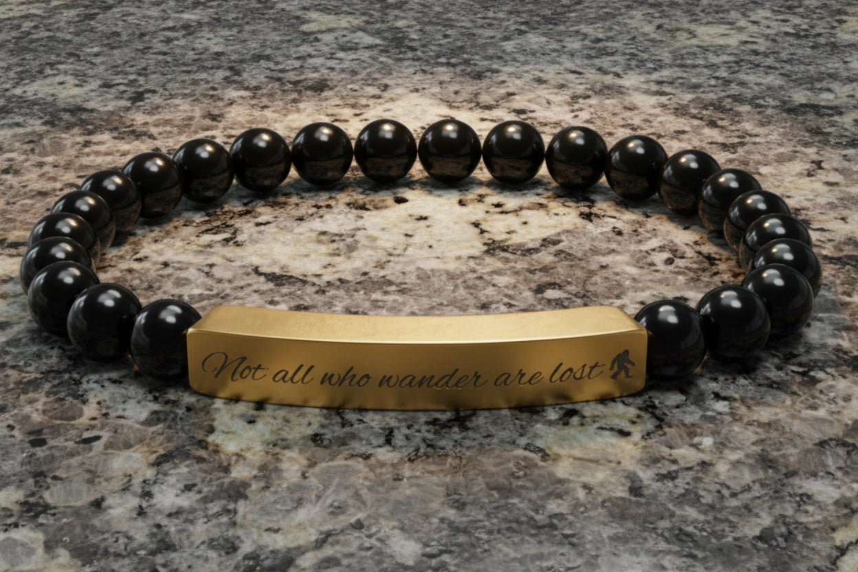 Engraved "Not All Who Wander Are Lost" Natural Stone Bracelet
