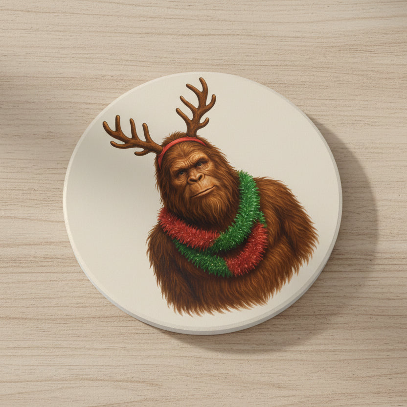 Reindeer Squatch – Holiday Ceramic Coaster Set