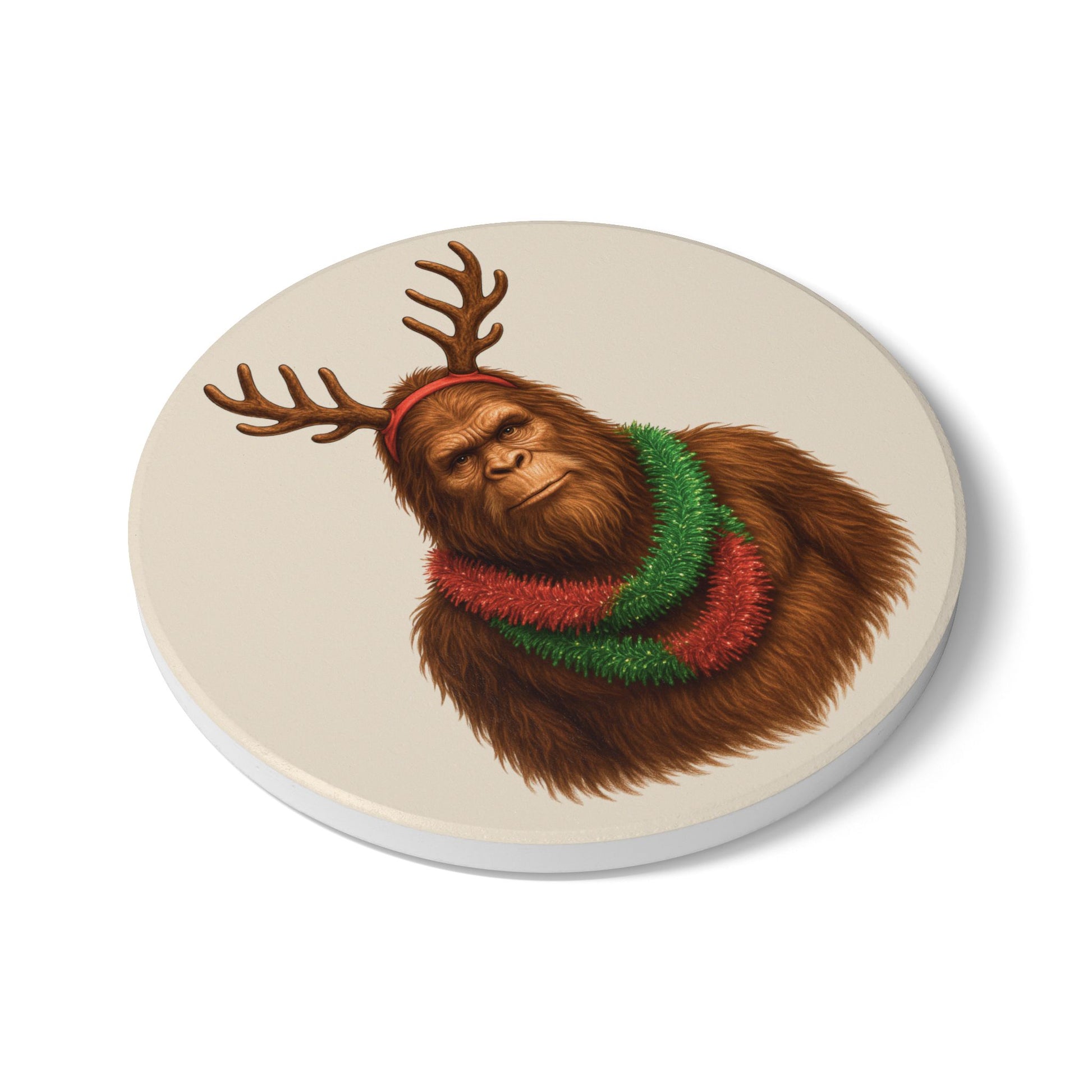Reindeer Squatch – Holiday Ceramic Coaster Set
