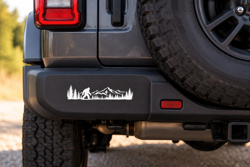 Bigfoot Mountain Wanderer | 11.5" White Permanent Vinyl Decal