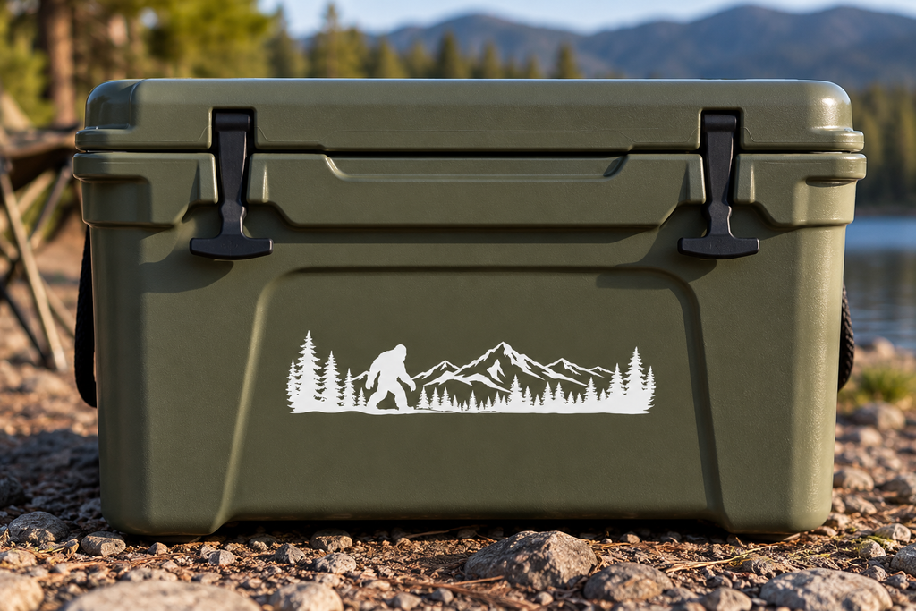 Bigfoot Mountain Wanderer | 11.5" White Permanent Vinyl Decal
