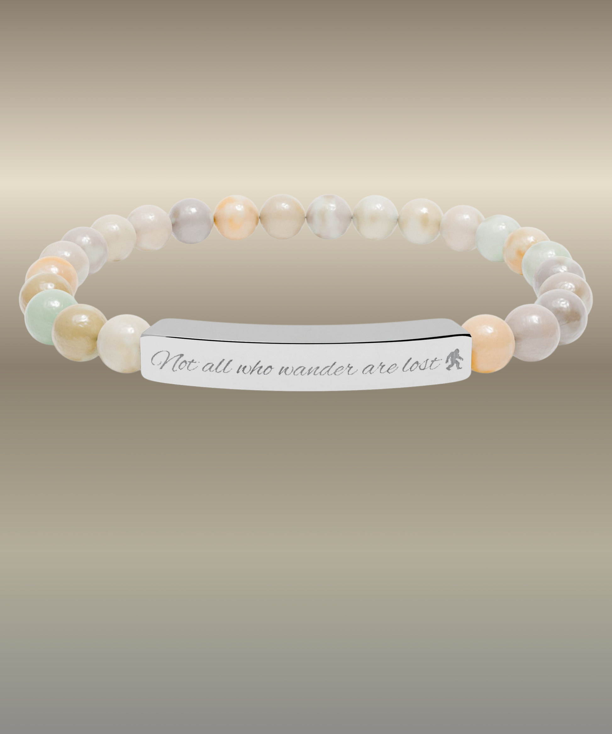 Engraved "Not All Who Wander Are Lost" Natural Stone Bracelet