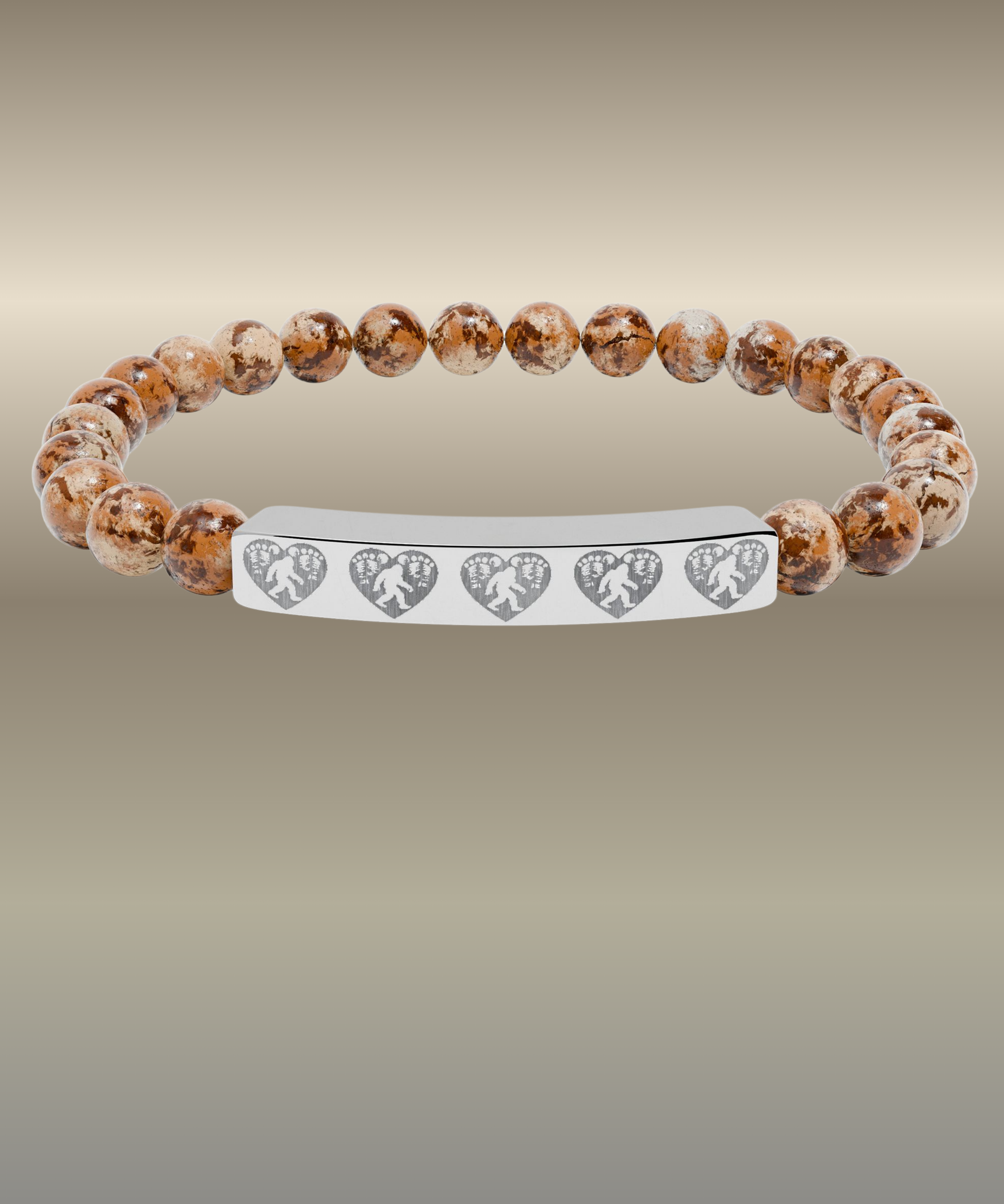 Engraved Heart of the Wild – Natural Stone Bracelet