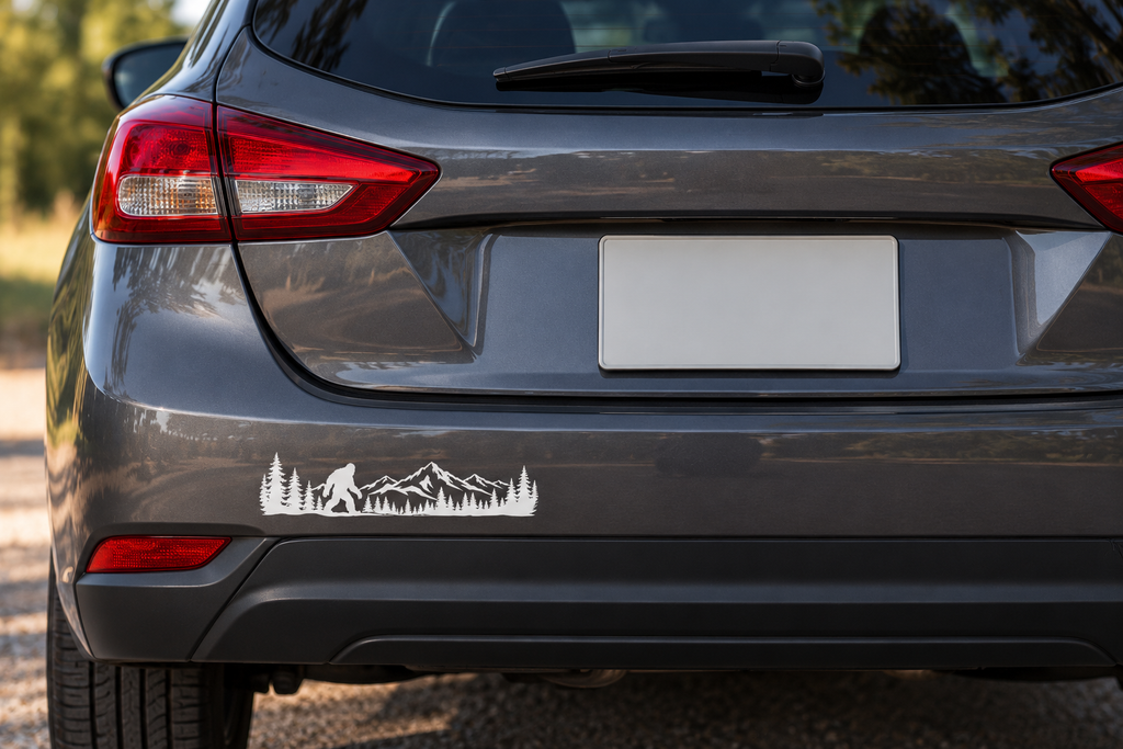 Bigfoot Mountain Wanderer | 11.5" White Permanent Vinyl Decal