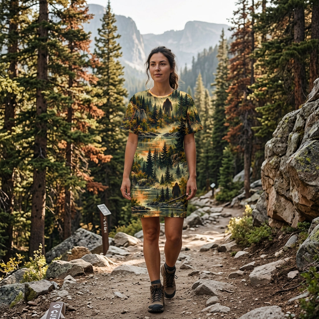 Into the Hidden Realm Bigfoot Oversized T-Shirt Dress 🌲👣