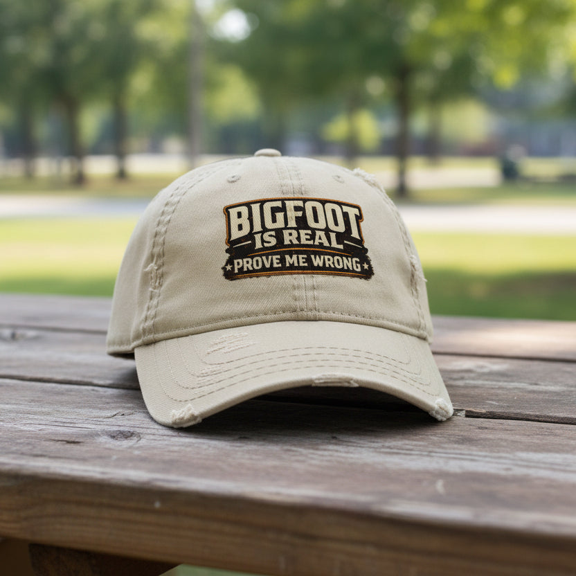 Bigfoot Is Real Distressed Dad Hat